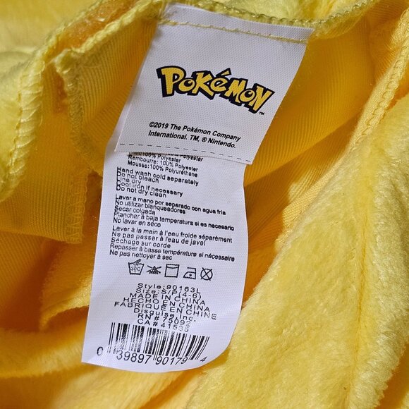 Pokémon Pikachu Costume Face Hat Plush Jumpsuit Tail Halloween Disguise Kids 4-6 - Picture 8 of 8